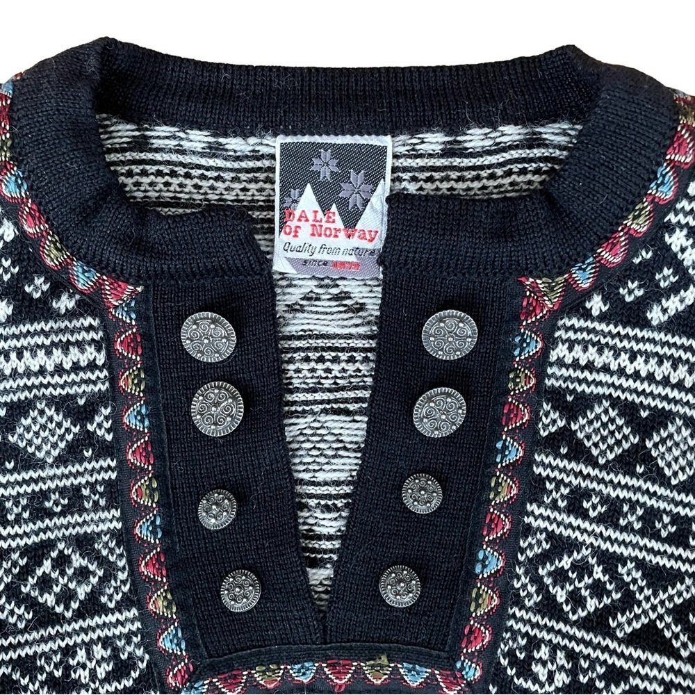 Dale of Norway Pure New Wool Nordic Sweater, Button Placket, Size Small - Picture 8 of 9